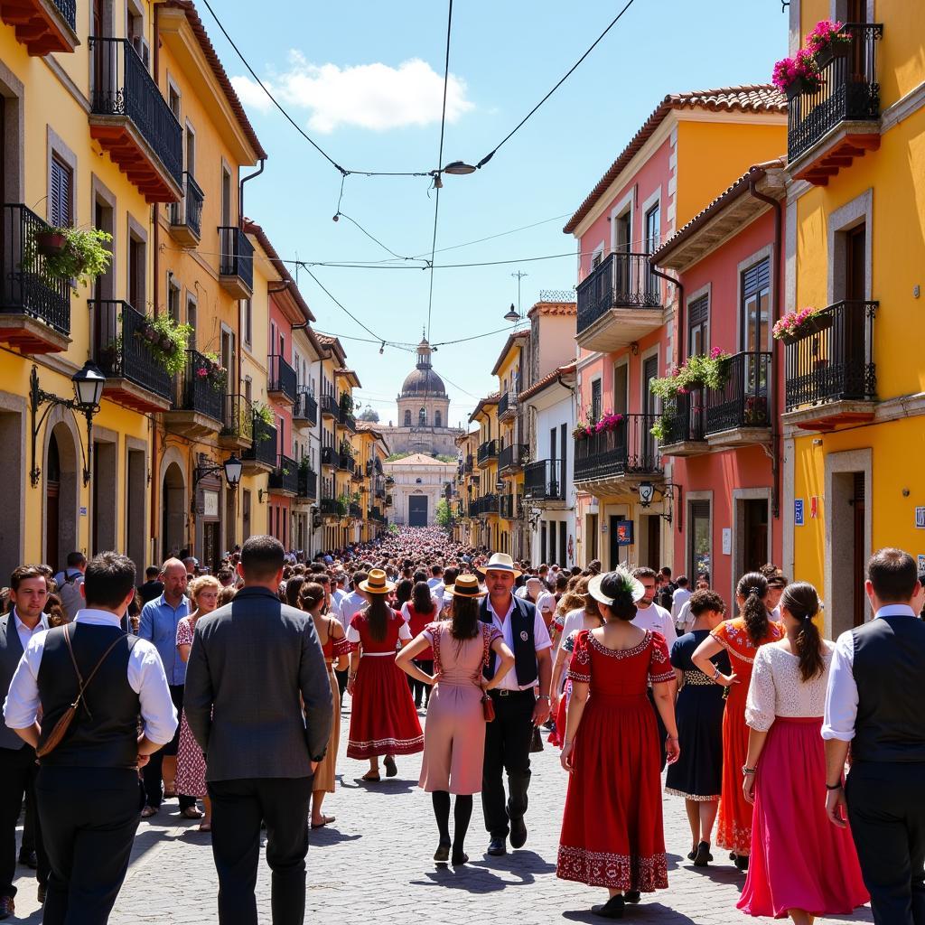 Celebrating a local festival in Spain