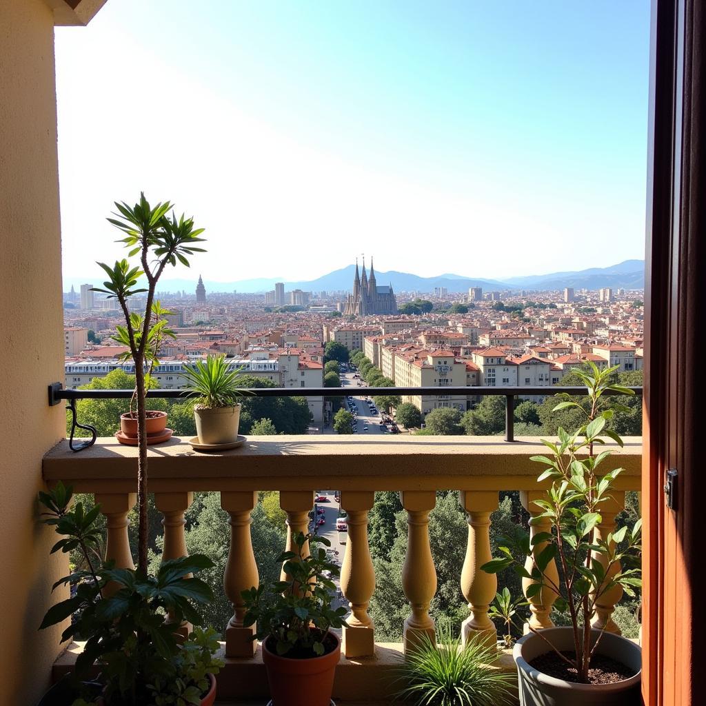 Barcelona Cityscape View from Spanish Homestay Balcony