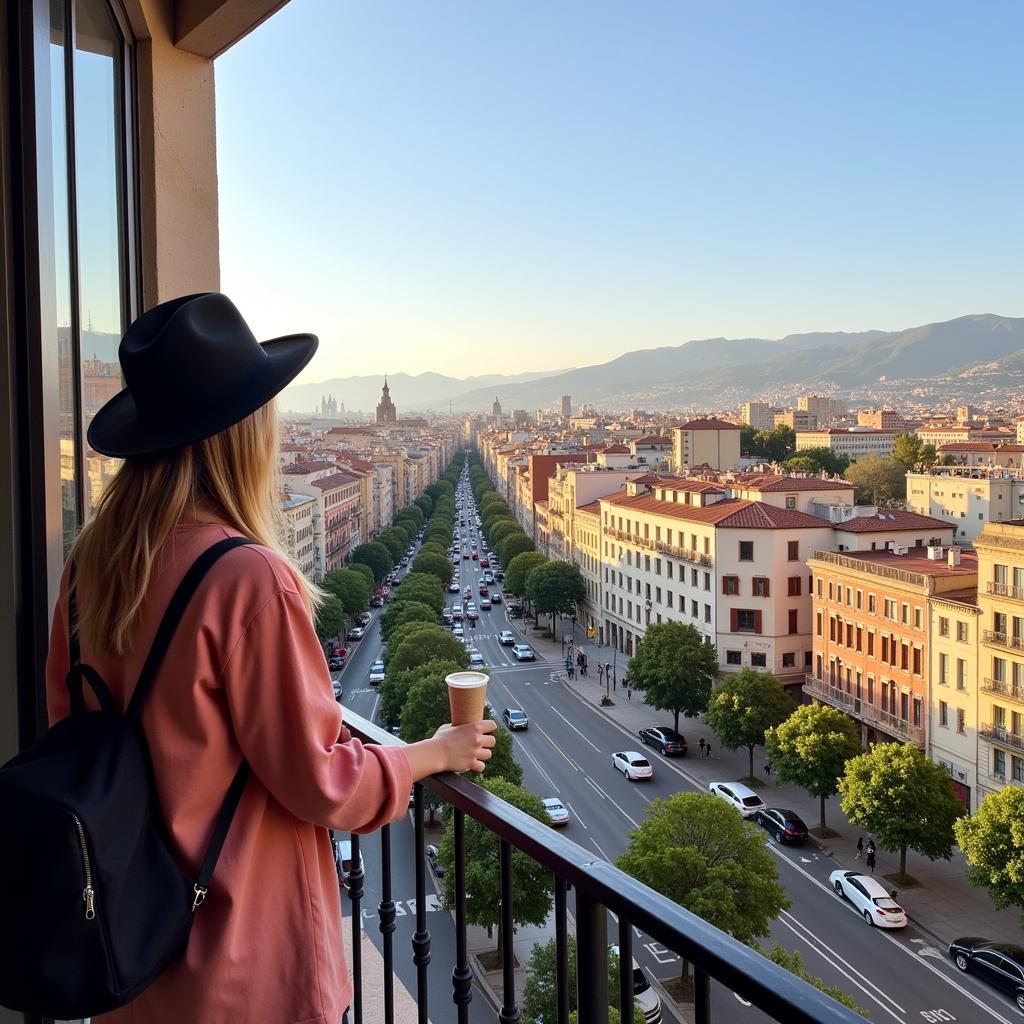 Enjoying the Barcelona cityscape from a homestay