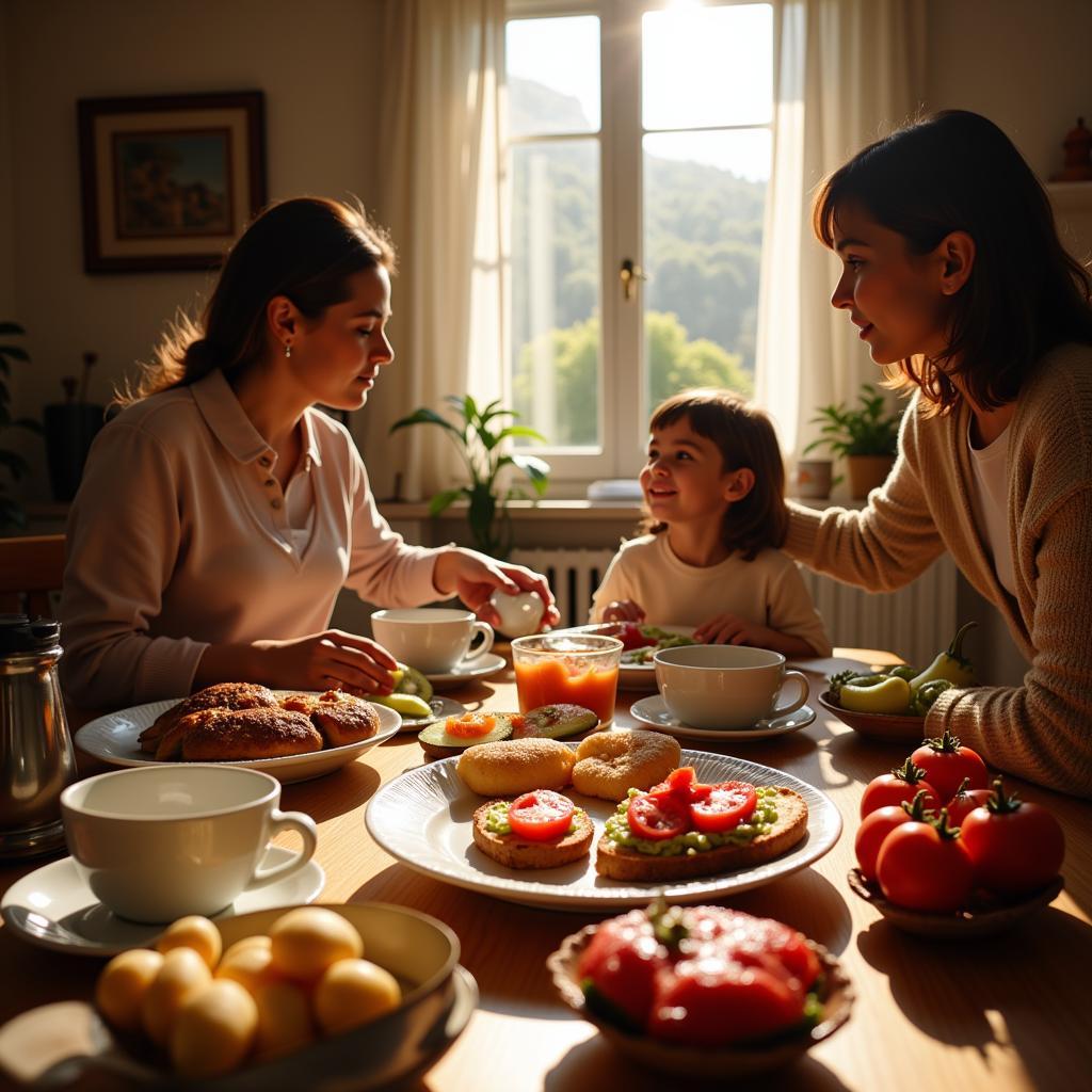 Enjoying a Traditional Spanish Breakfast in a Homestay