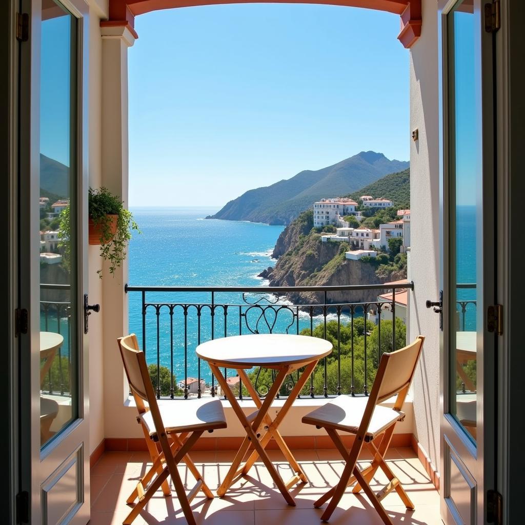 Stunning coastal view from a Spanish homestay balcony