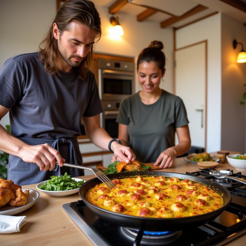 Learning to cook Paella in a Spanish Homestay