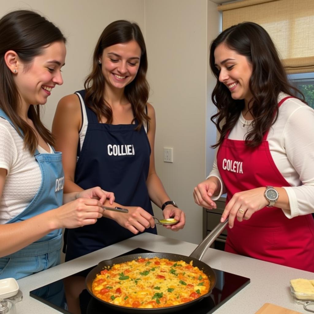 Learning to cook paella in a Spanish homestay