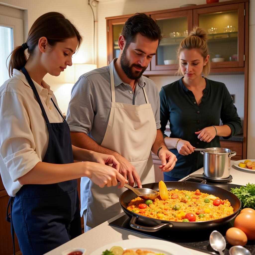 Learning to Cook Paella in a Spanish Homestay