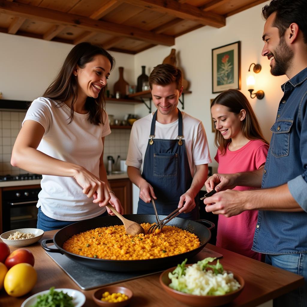 Learning to Cook Paella in a Spanish Homestay