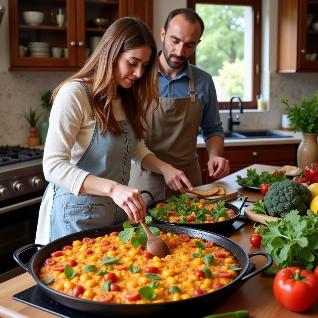 Learning to Cook Paella in a Spanish Homestay