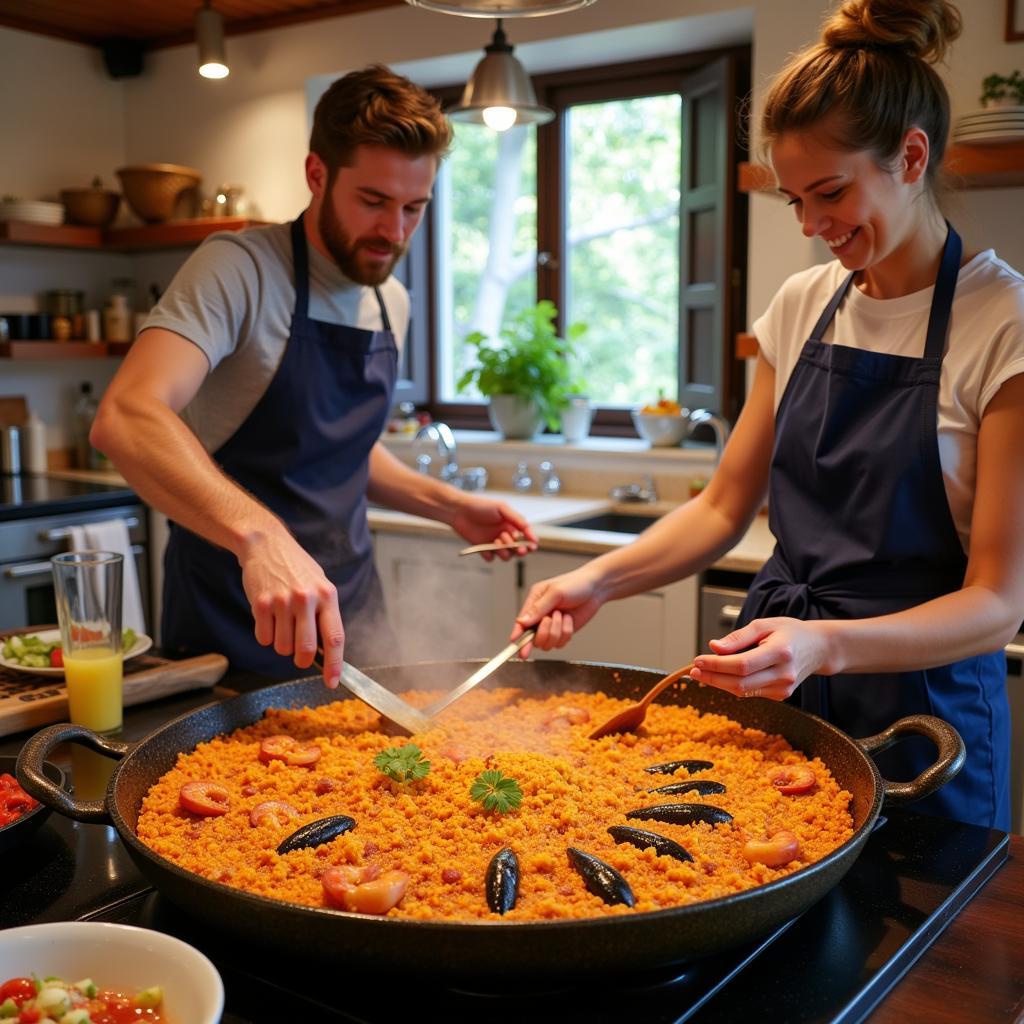 Preparing Paella in a Spanish Homestay