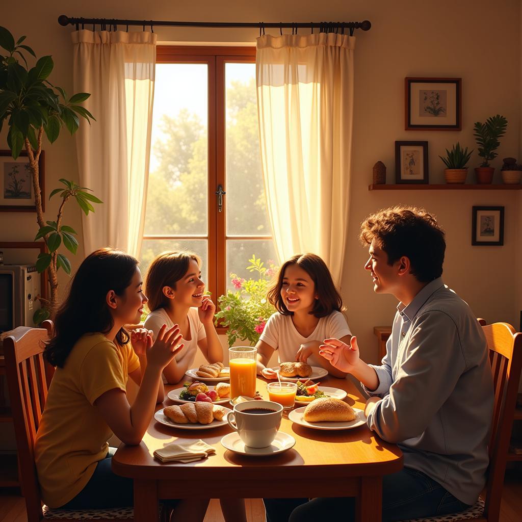 Enjoying a traditional Spanish breakfast with your homestay family