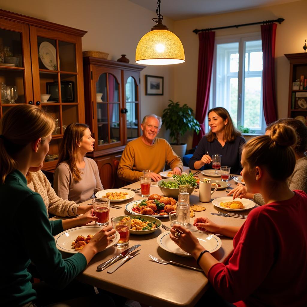 Family dinner in a Spanish homestay