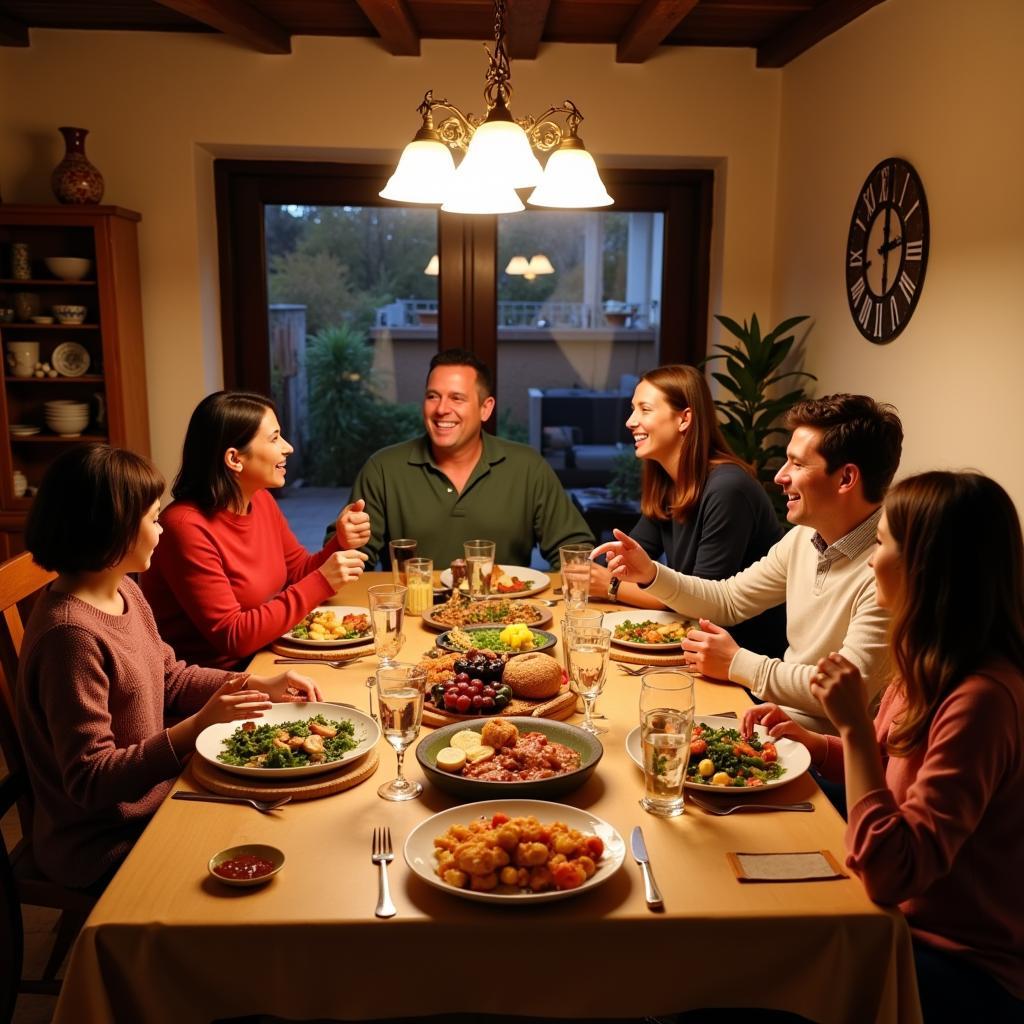 Family Dinner at a Spanish Homestay