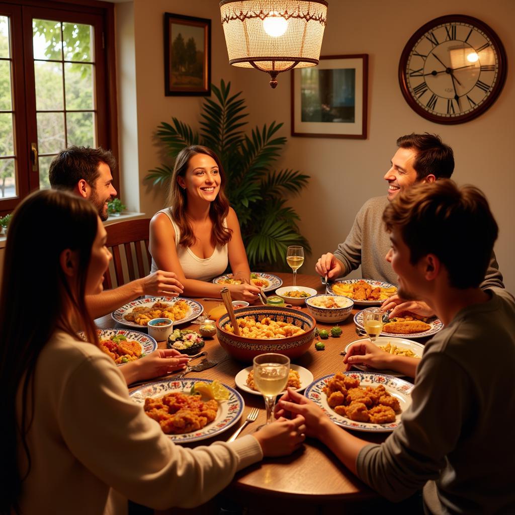 Family dinner at a Spanish Homestay