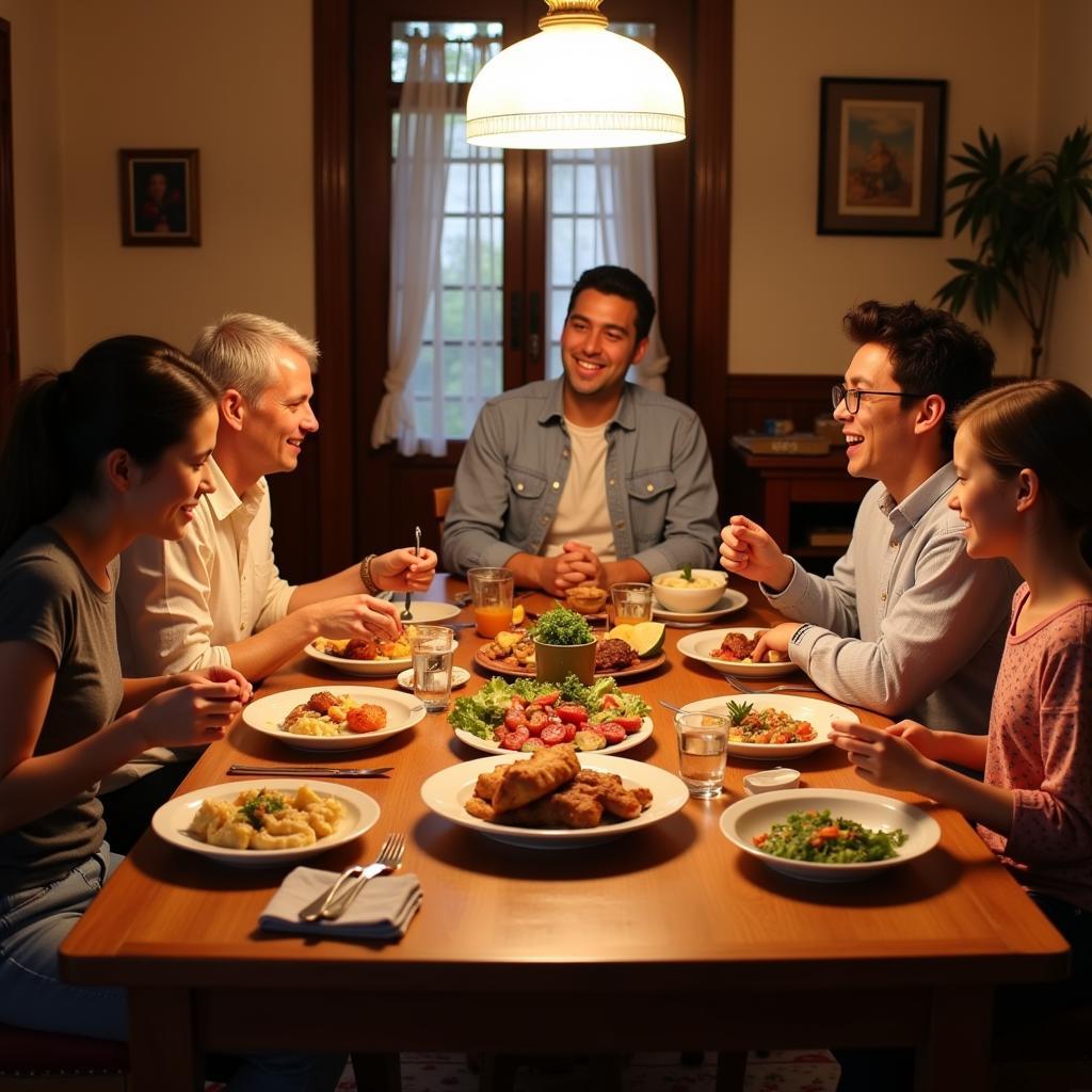 Family Dinner in a Spanish Homestay