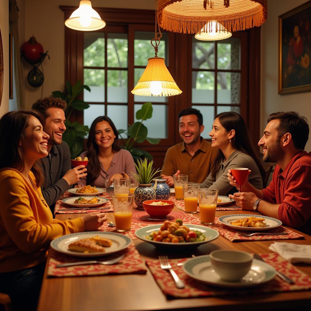 Family dinner in a Spanish homestay