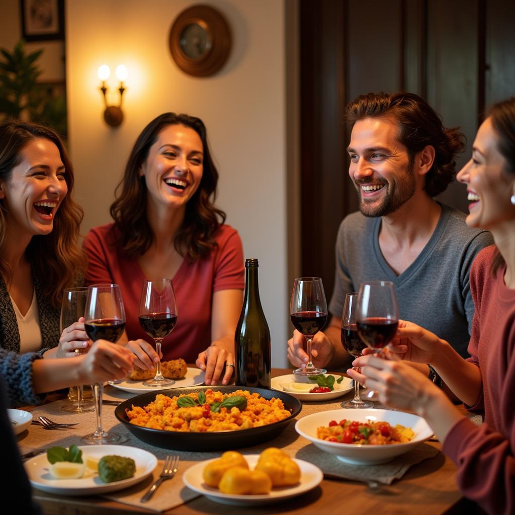 Family dinner in a Spanish homestay