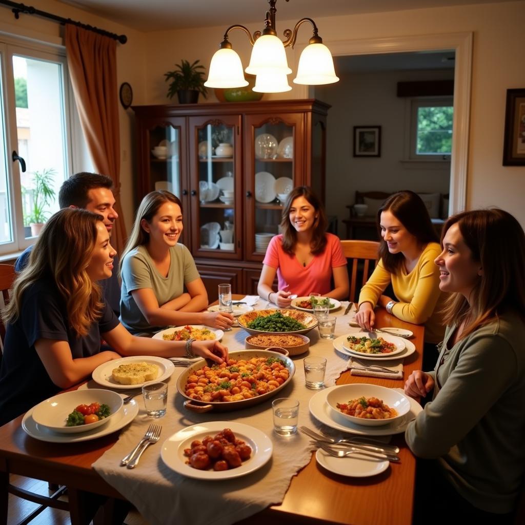 Family Dinner at a Spanish Homestay