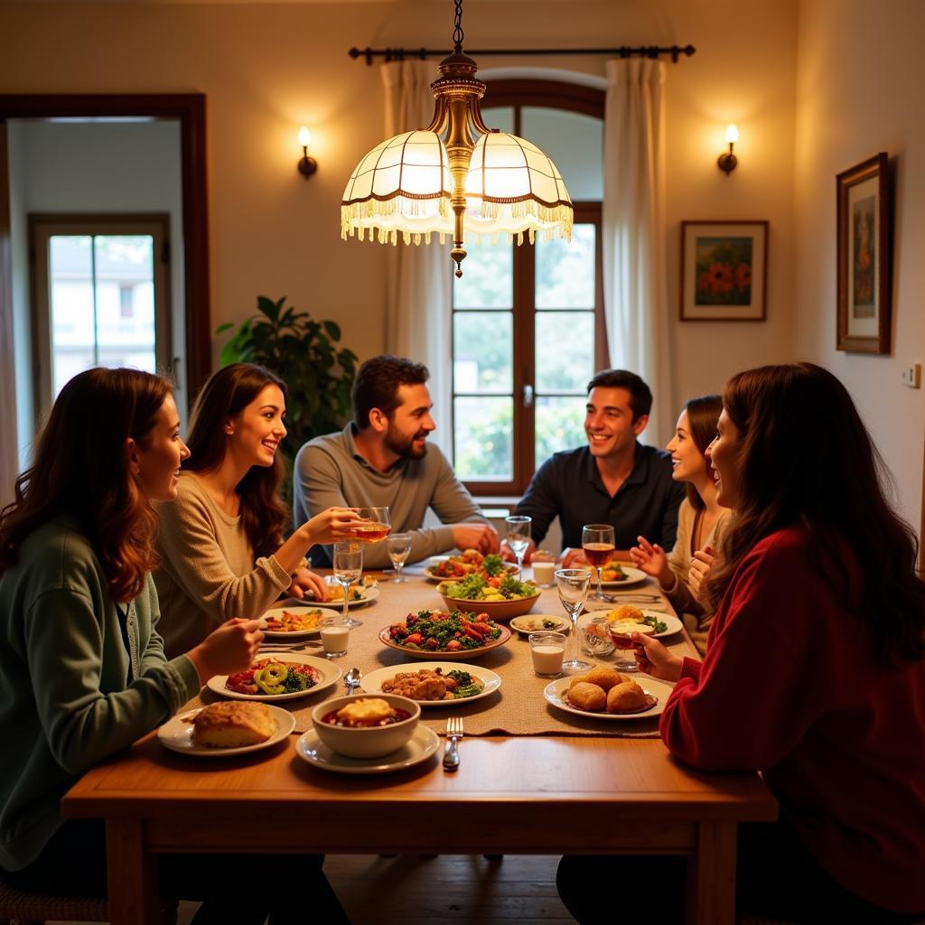 Family dinner at a Spanish Homestay