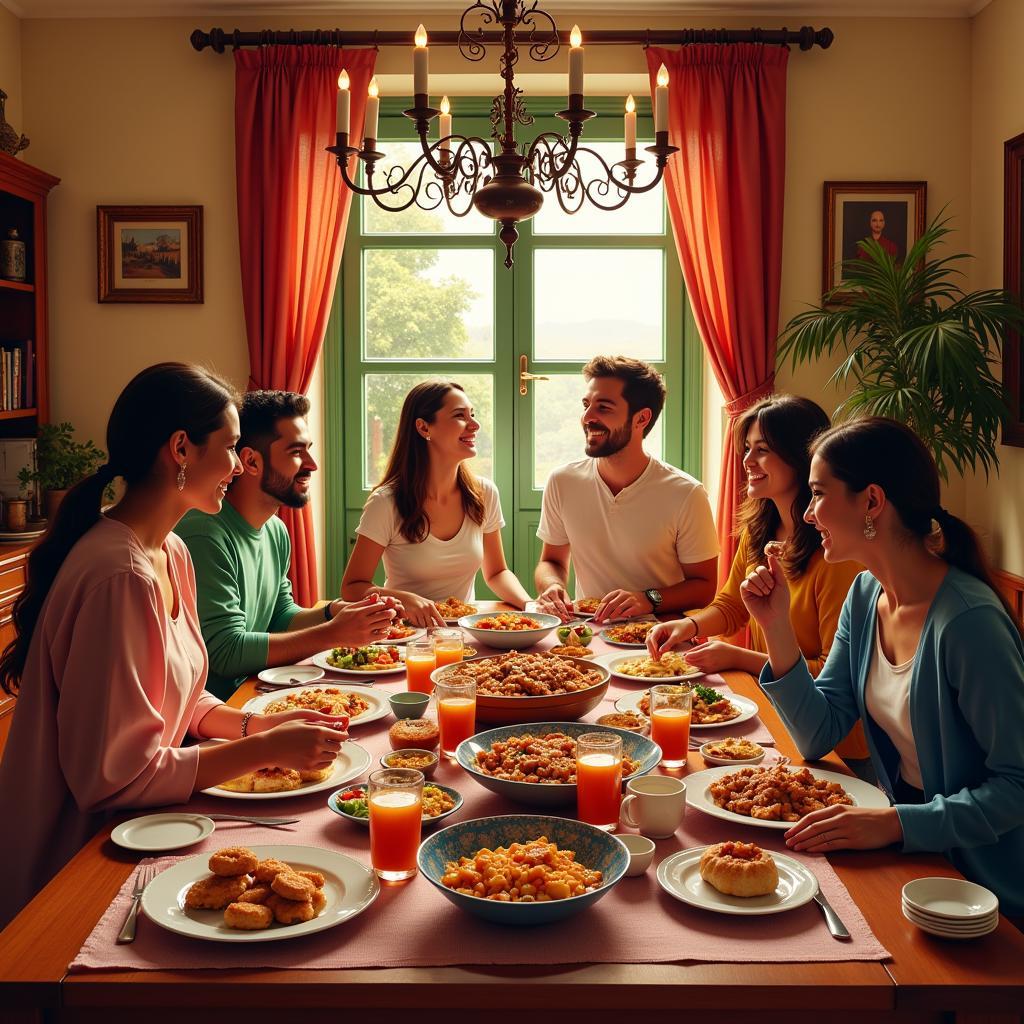 Authentic Spanish Homestay Family Dinner