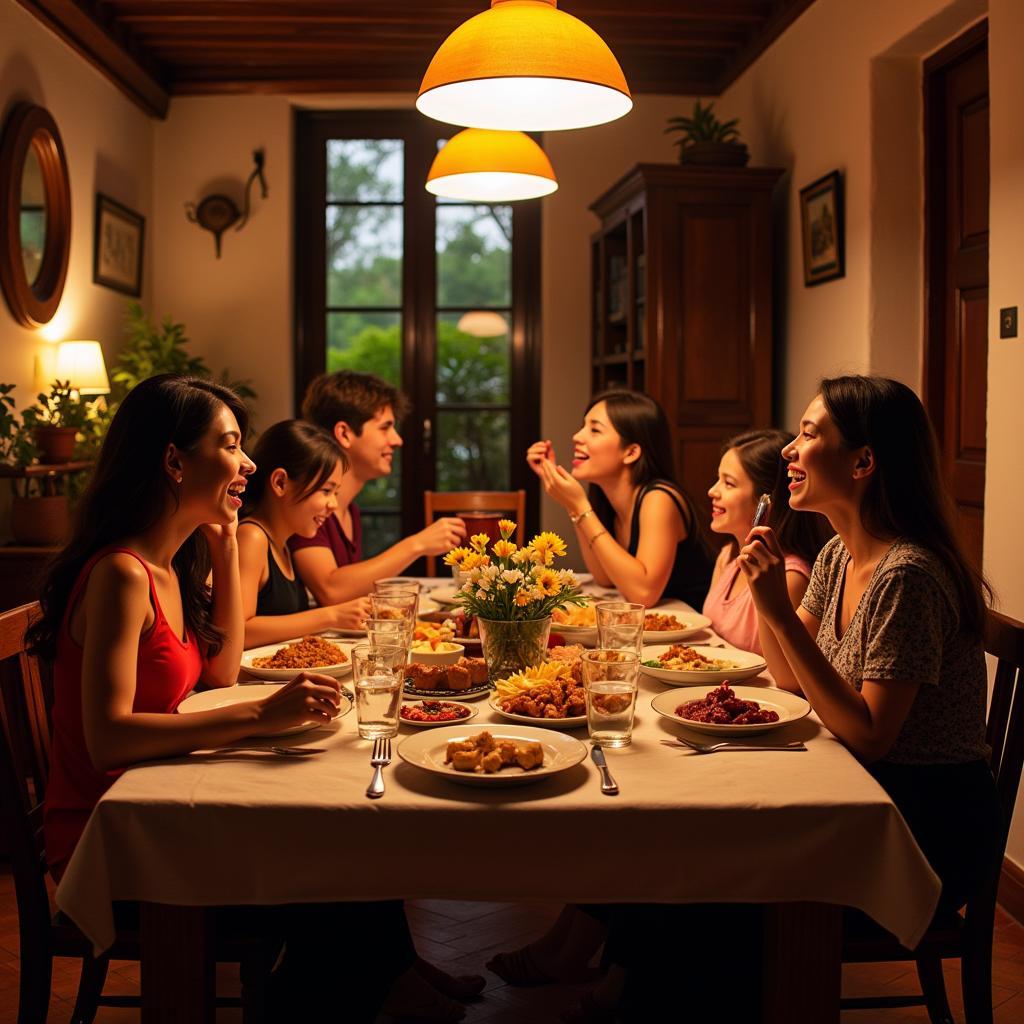 Family Dinner at a Spanish Homestay