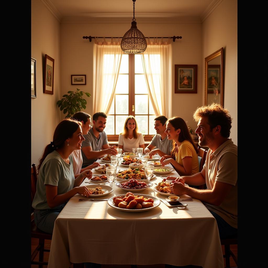 Family Dinner in a Spanish Homestay