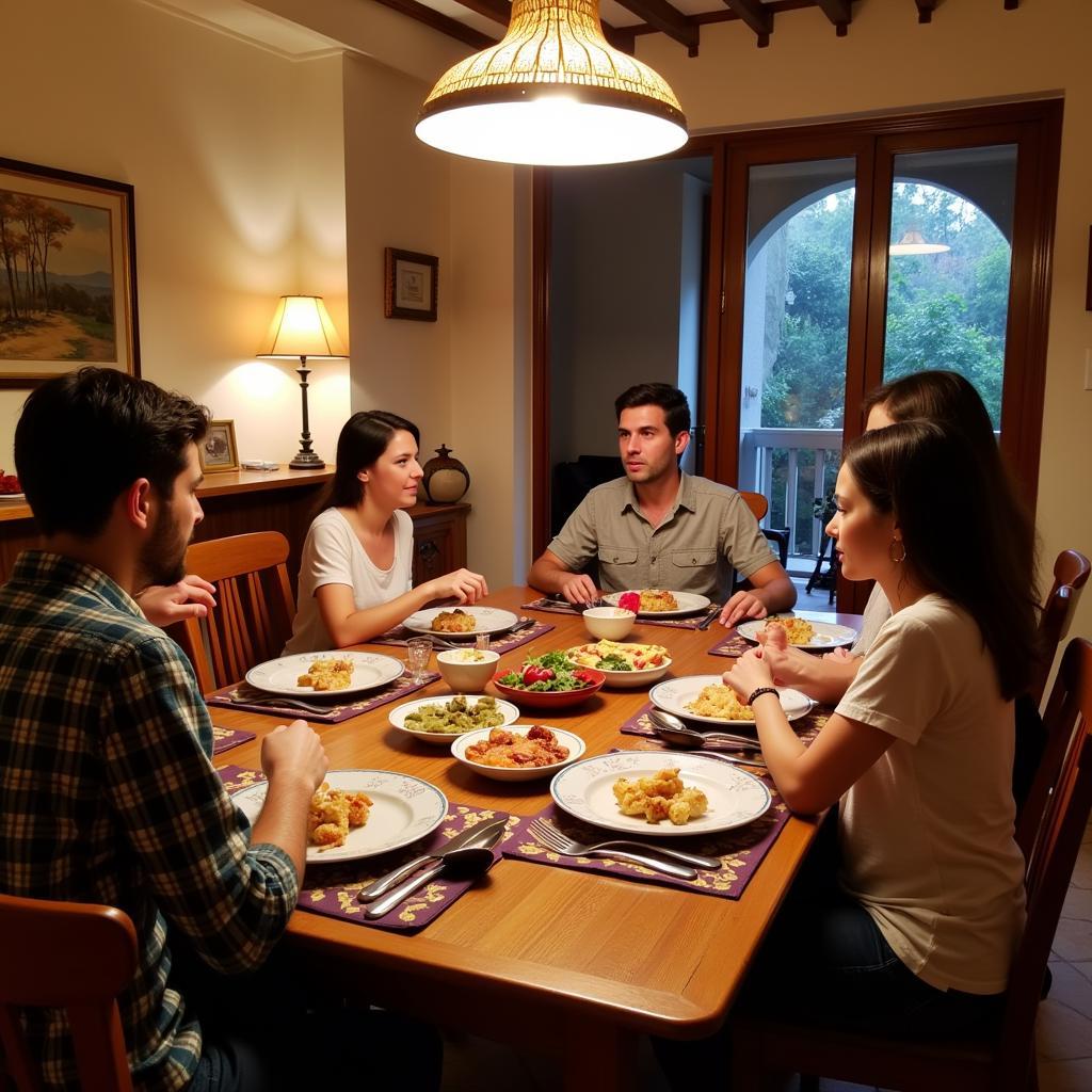 Sharing a Meal with a Spanish Homestay Family