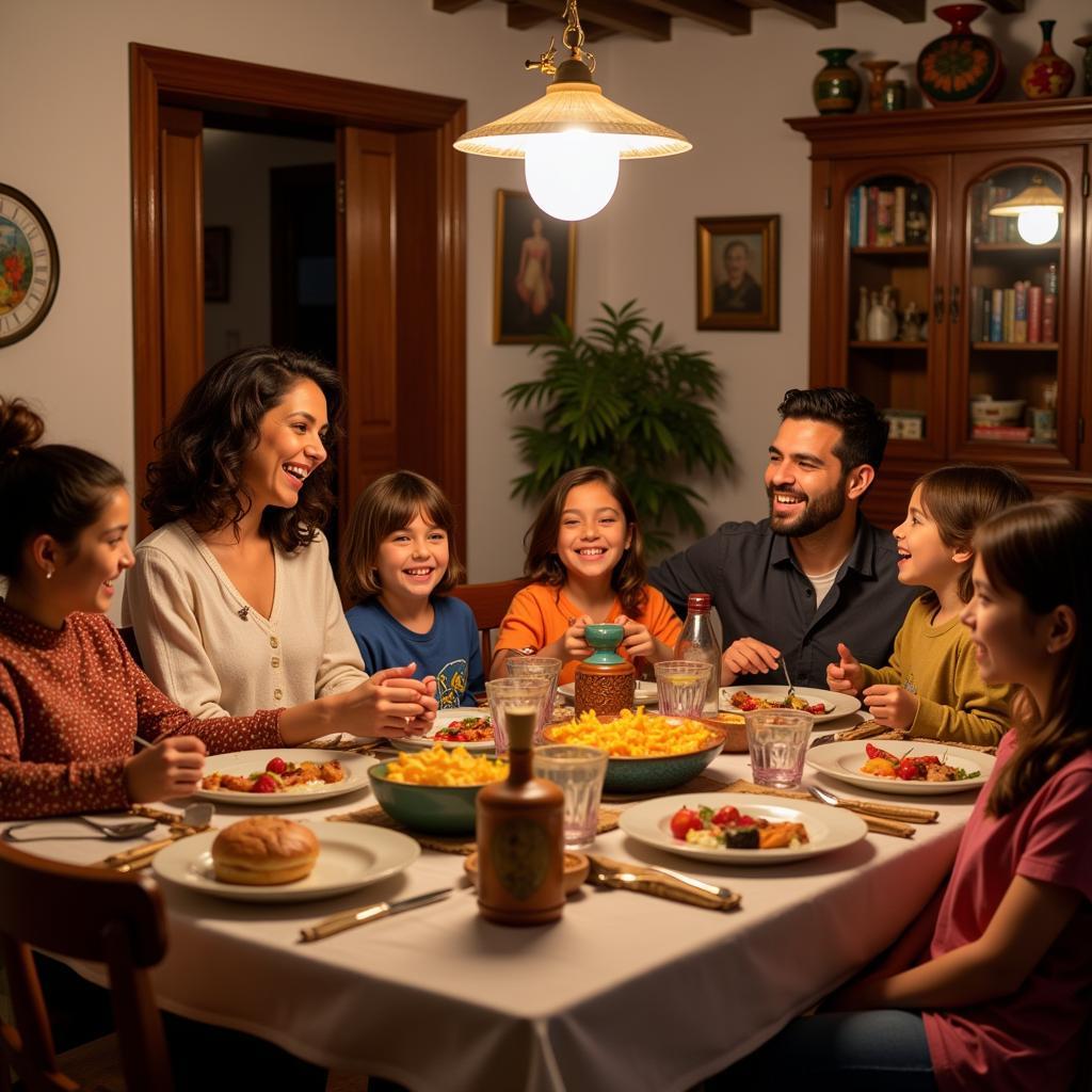 Family Dinner in a Spanish Homestay