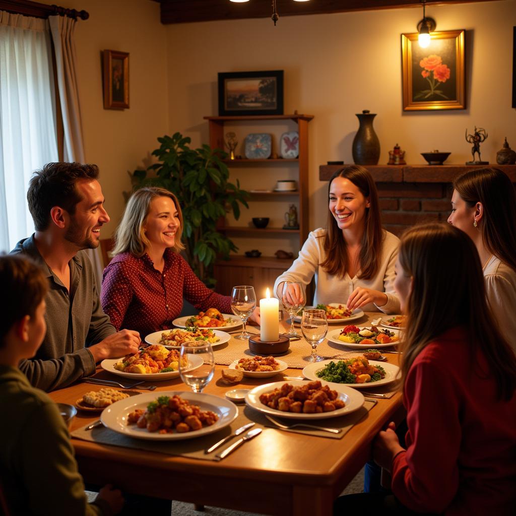 Family dinner at a Spanish homestay