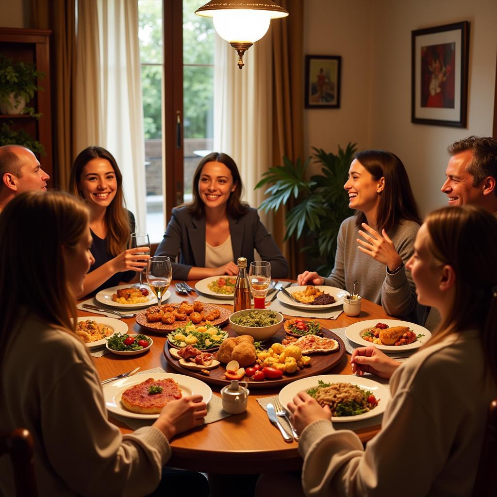 Sharing a Traditional Spanish Meal with a Host Family