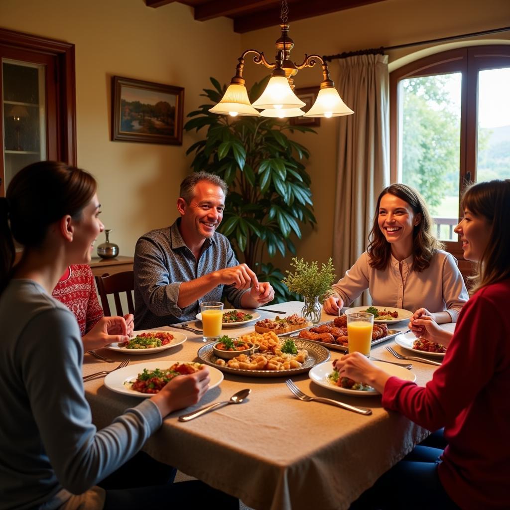 Family Meal in a Spanish Homestay