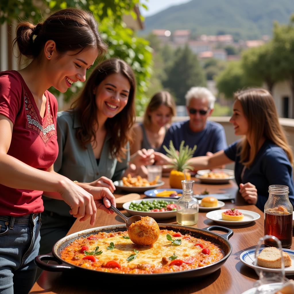 Spanish Homestay Guest Learning Local Customs