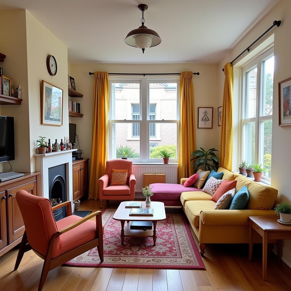 A comfortable and inviting living room in a Spanish homestay