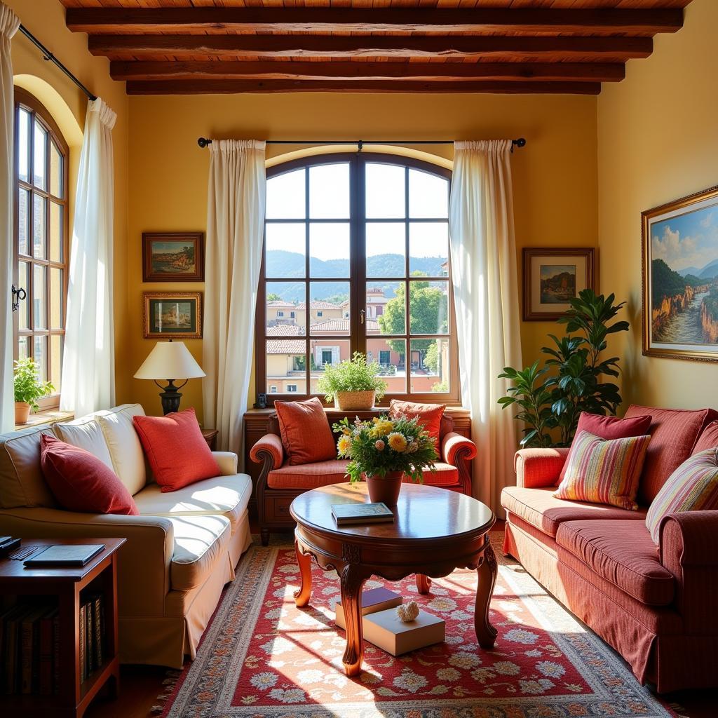 Cozy living room in a Spanish homestay