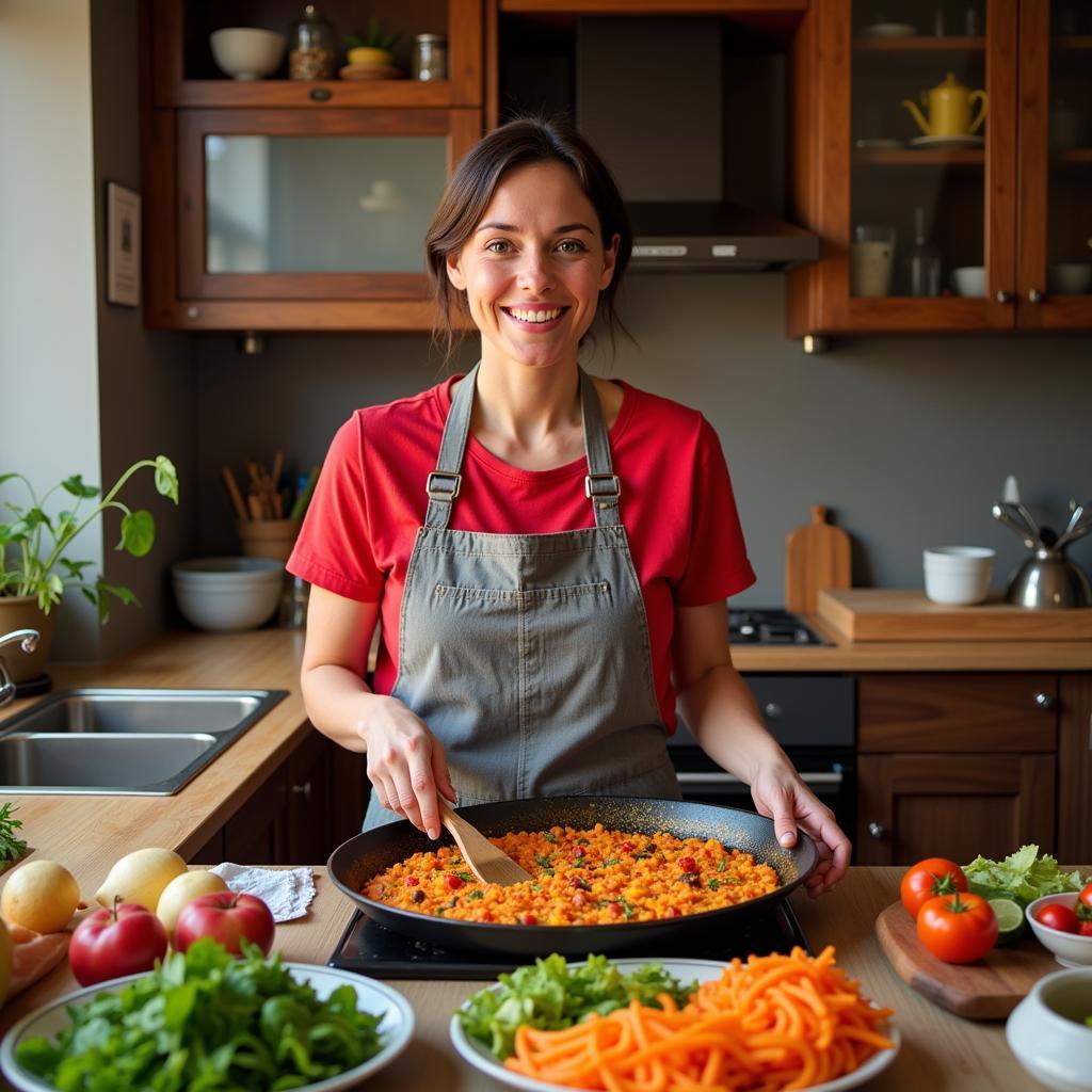 Spanish Homestay Mom Cooking Paella