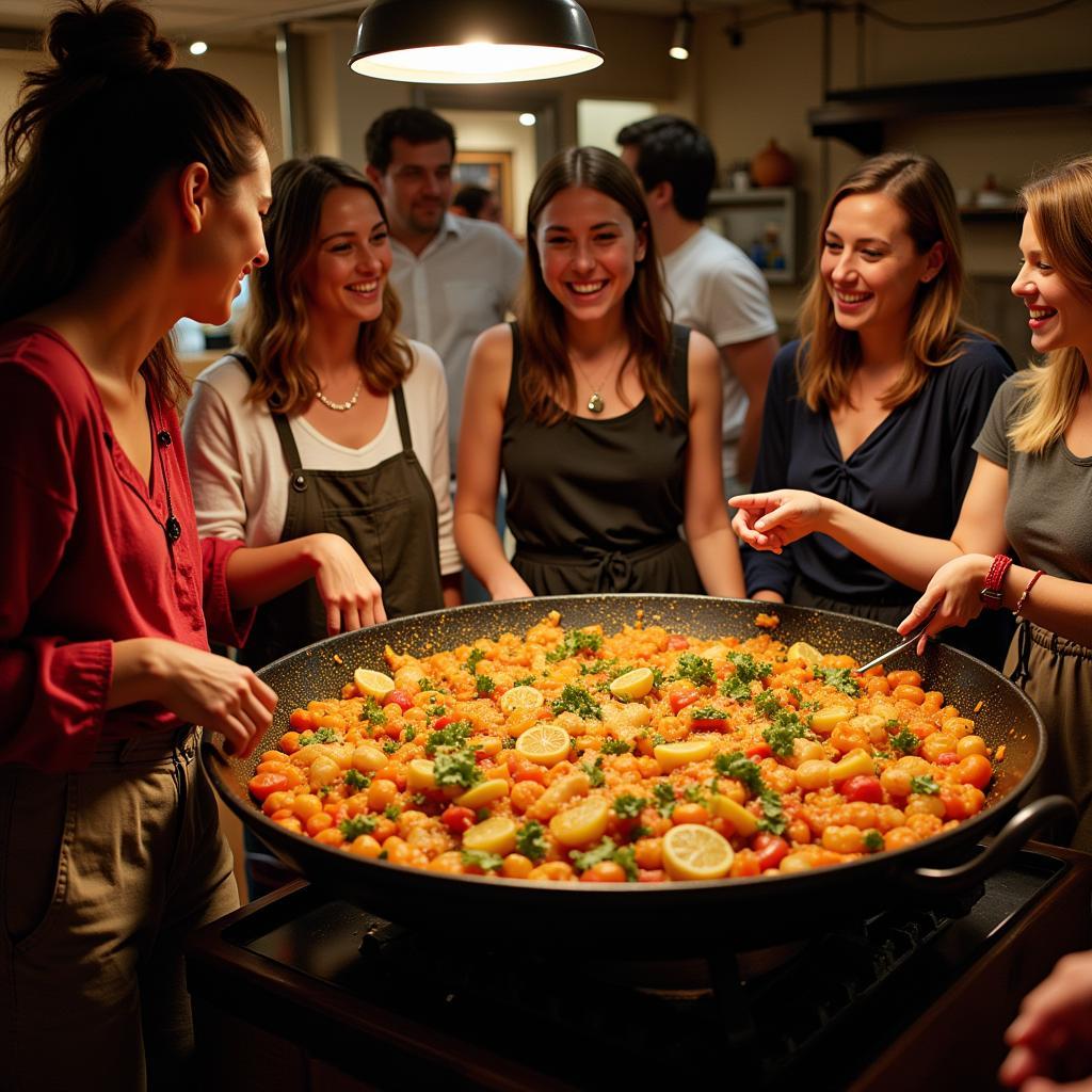 Preparing Paella in a Spanish Homestay