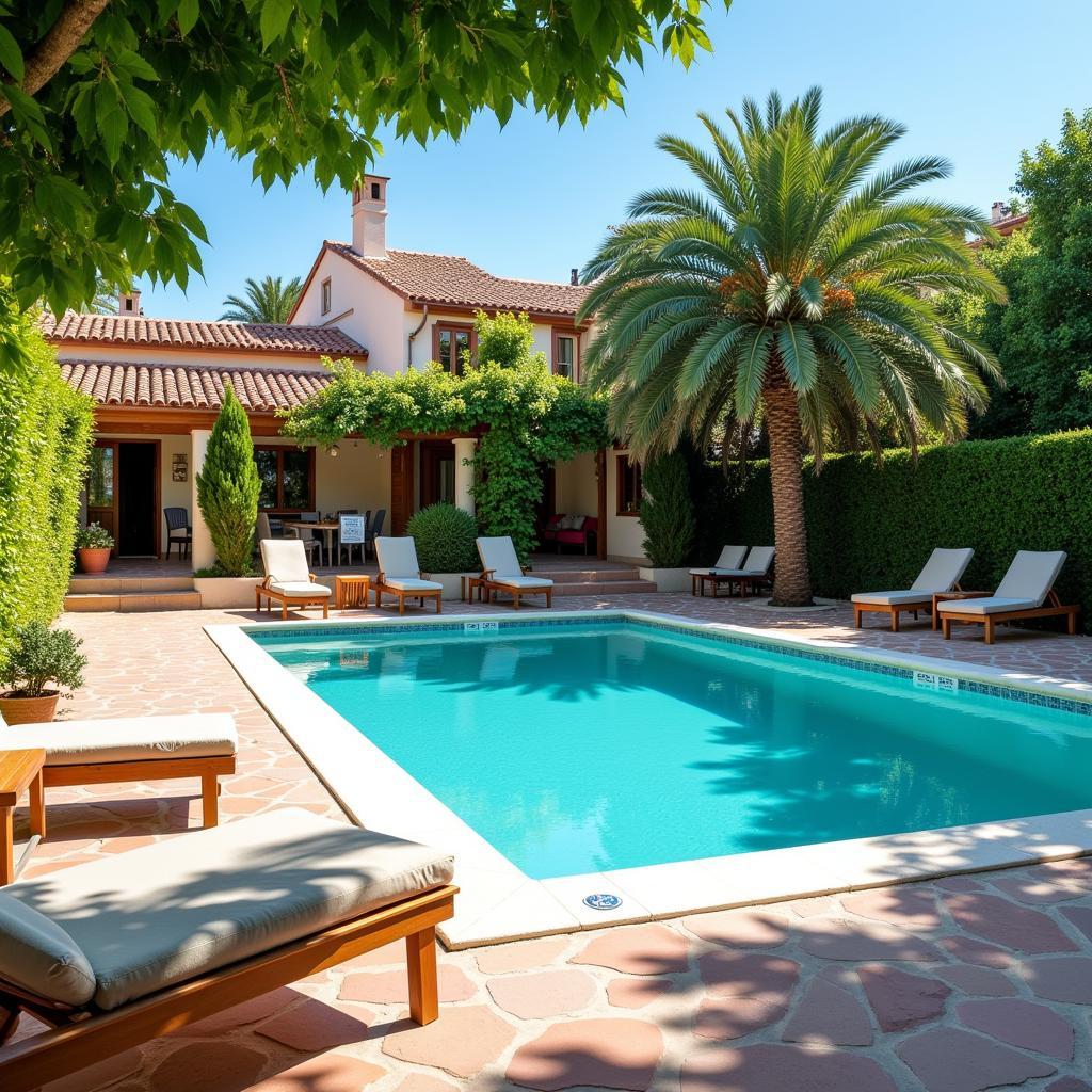 Relaxing by the Private Pool at a Spanish Homestay