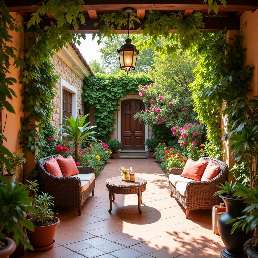 Relaxing in a tranquil Spanish patio