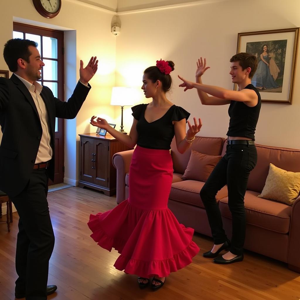 Bridgeland High School Students Learning Flamenco in a Spanish Homestay