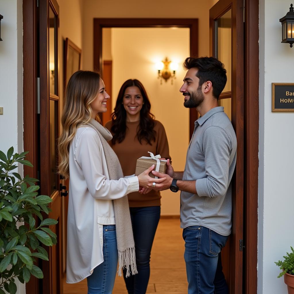 Spanish Host Family Welcoming Guest