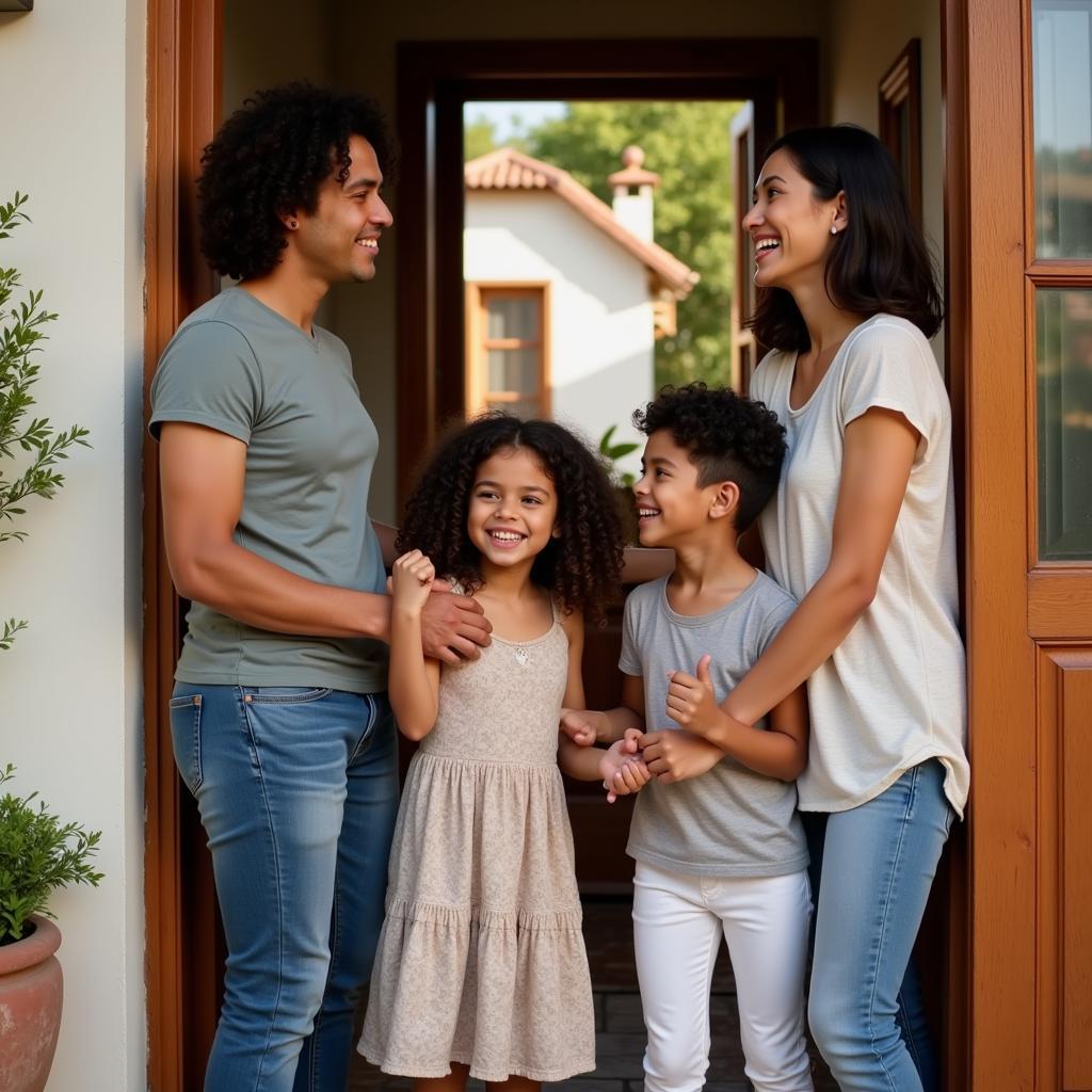 Spanish Host Family Welcoming Guest