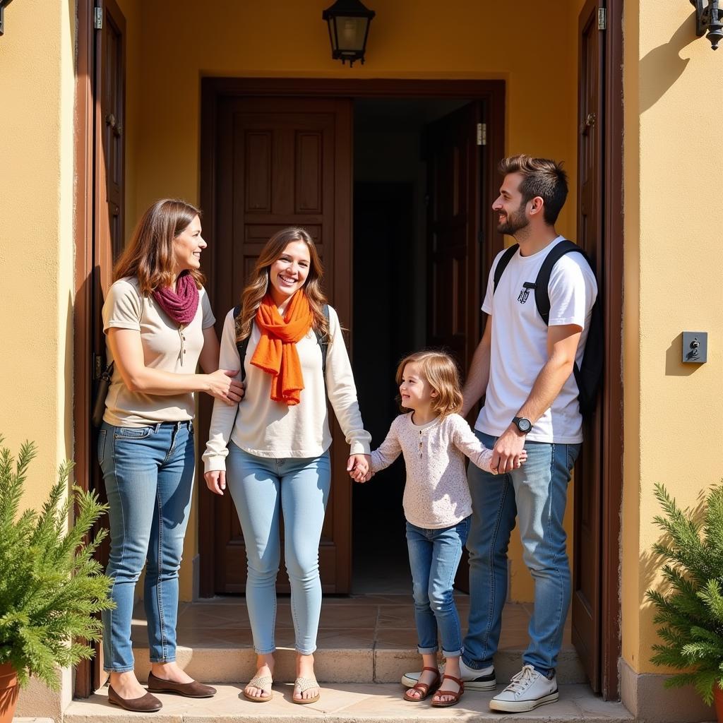 Spanish host family welcoming a guest