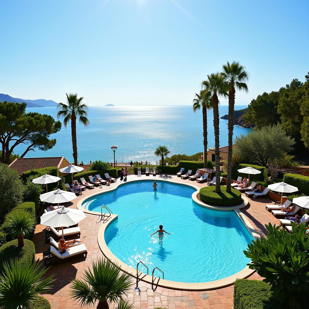 Relaxing by the pool at a Spanish resort