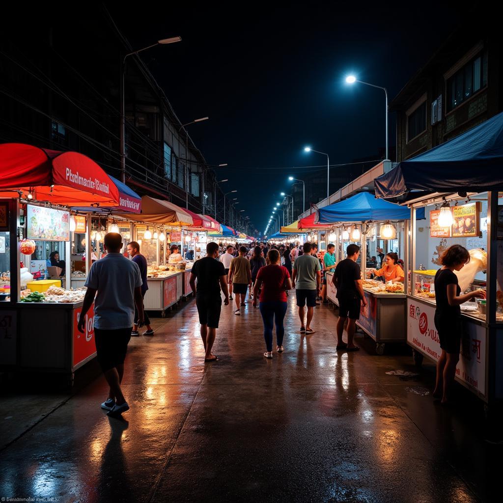 Sri Petaling Night Market with Colorful Food Stalls