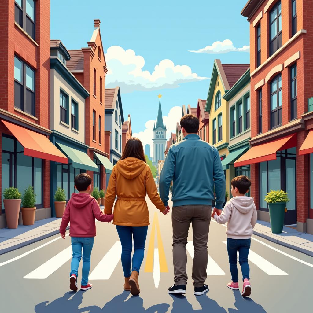 Student and Host Family Exploring a Canadian City