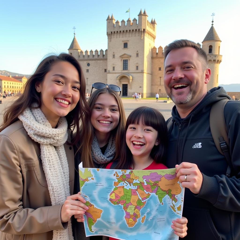 Student enjoying sightseeing with their host family