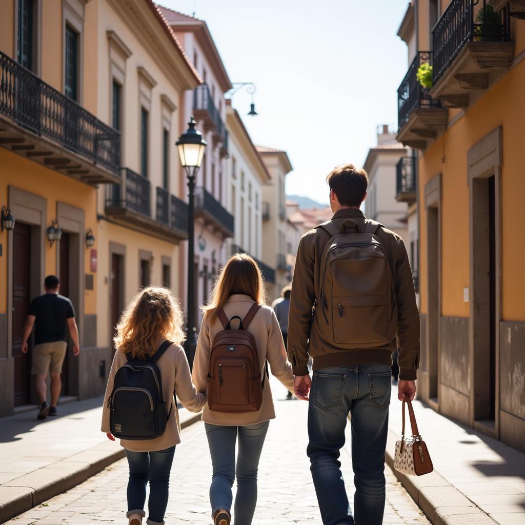 Student and Host Family Exploring a Spanish City