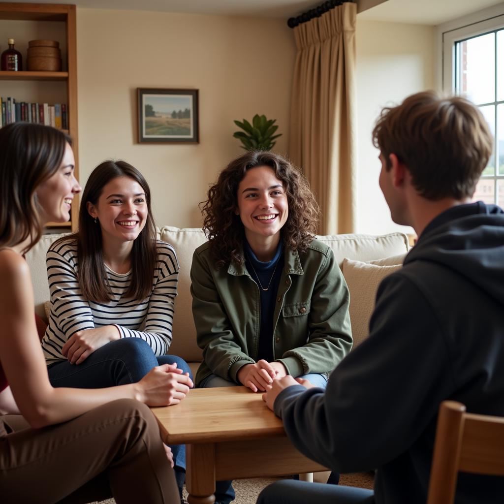 Student Engaging in Conversation with Irish Host Family