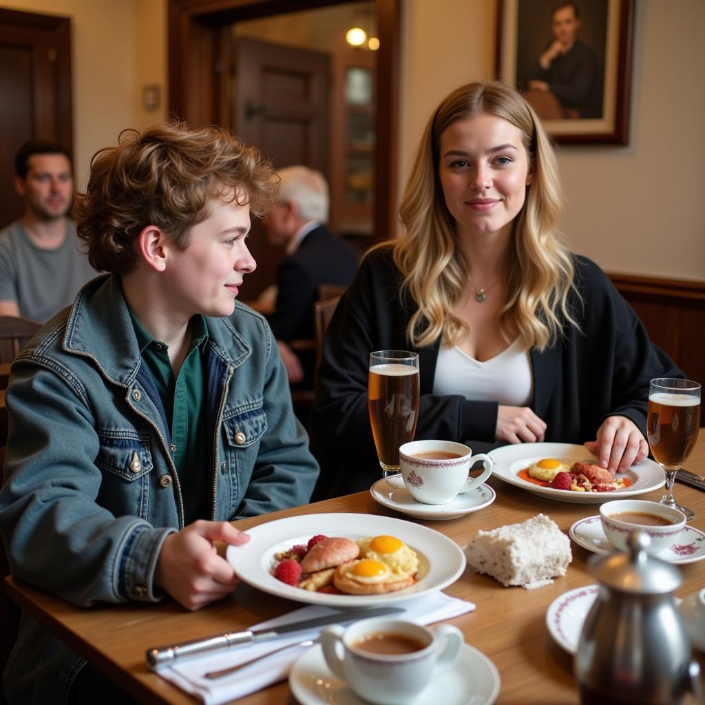 A student enjoys a traditional Irish breakfast with their host family.