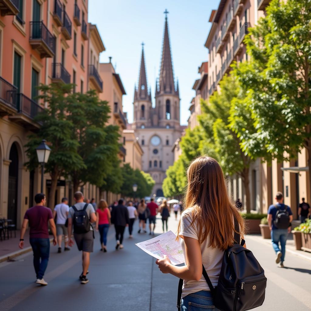 Student exploring Barcelona during their homestay