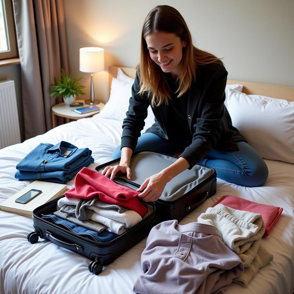 Student packing a suitcase for their Berlin homestay