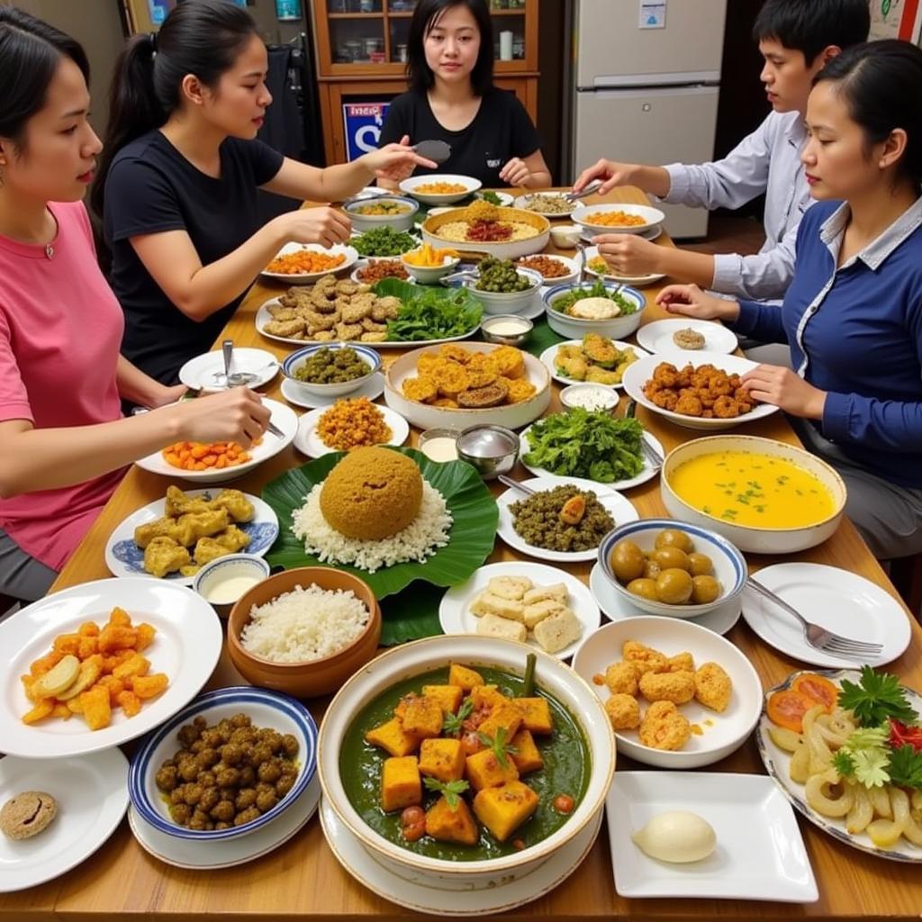 Enjoying delicious Malaysian cuisine at a Taiping homestay