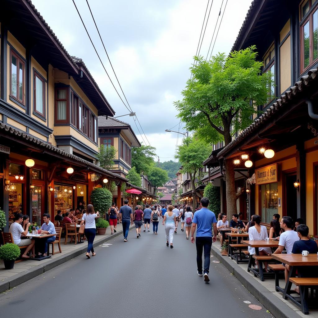 Vibrant Street Scene of Ubud's Jalan Hanoman